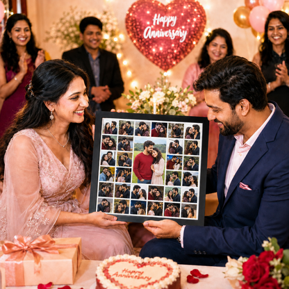 Square collage 33-picture frame – anniversary gift